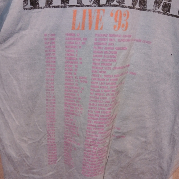 Nirvana Graphic T-Shirt in Light Blue and Pink Live 93 Unisex - Picture 2 of 4